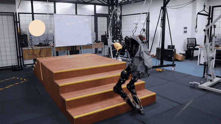 Humanoid perceptive locomotion, stairs under payload