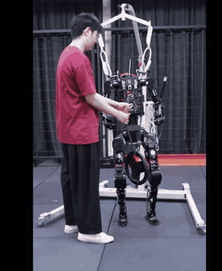 CompliantWBC: a 70 kg humanoid bends its knees under a person's downward pull, then rises again
