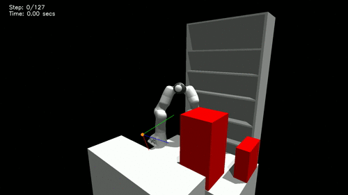MPD diffusion motion planning, Panda in a warehouse
